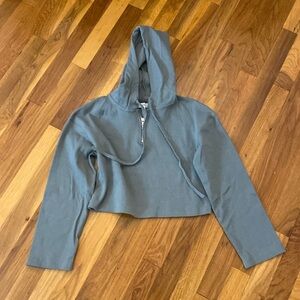 Canape Women’s Gray Cropped Quarter-Zip Hoodie Size XS